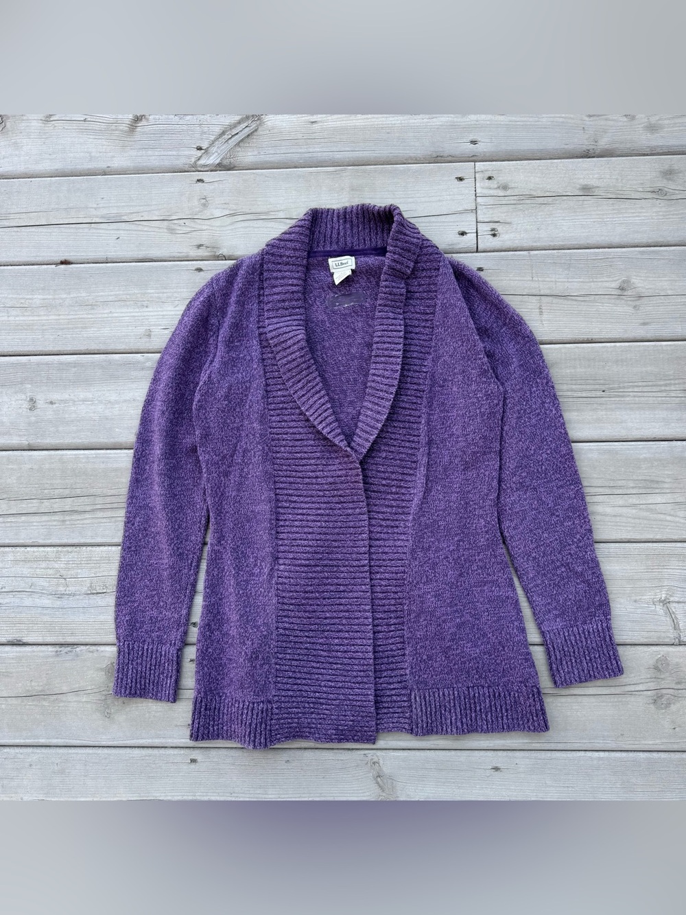 LL Bean Purple Knit Open Cardigan Sweater Womens Size Small